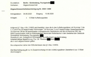 Abgeschlossenheitsbescheinigung
